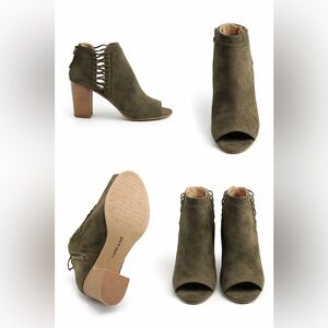 Violet & Red Peep Toe Booties-Olive Green